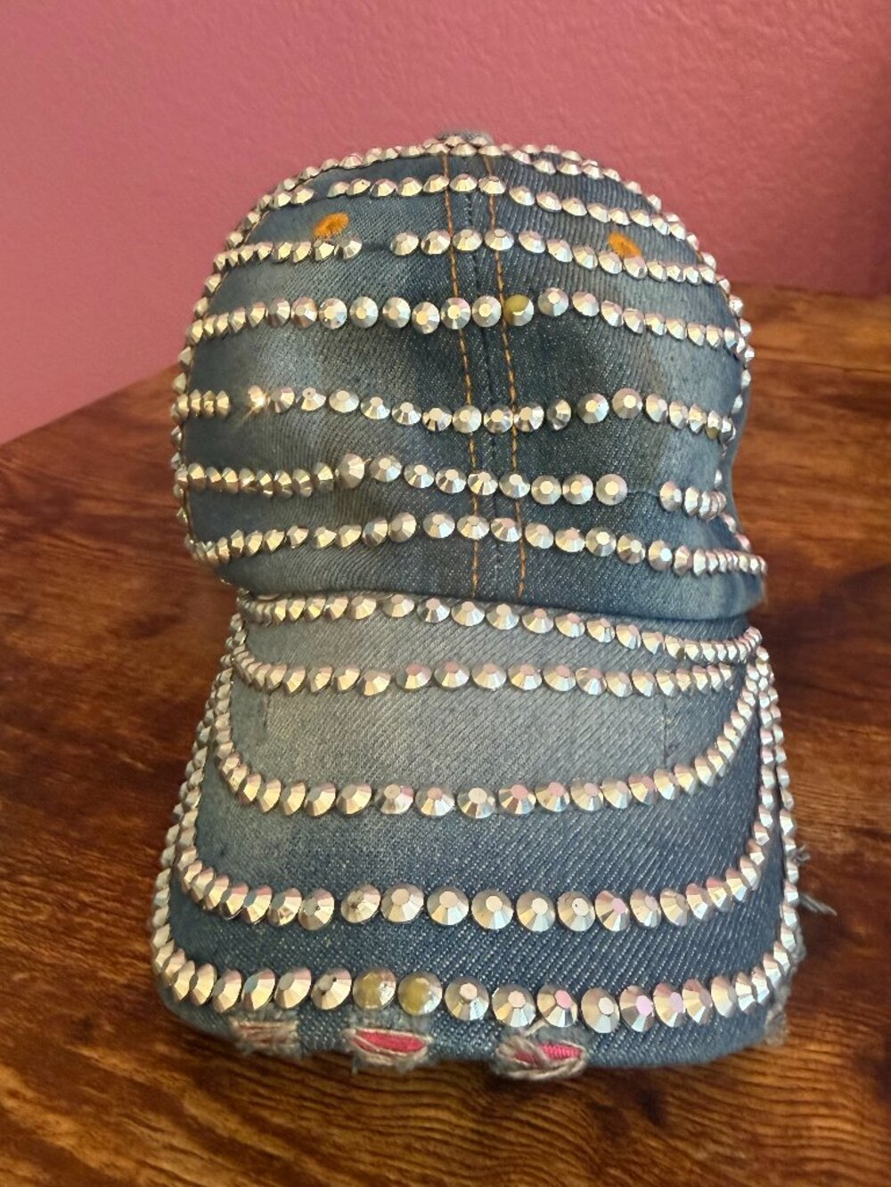 Bedazzled Distressed Denim Hat